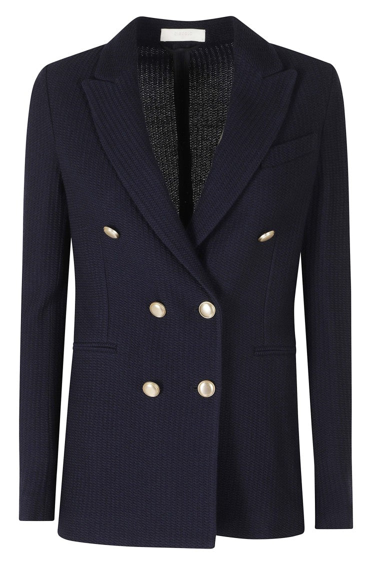 Circolo 1901 Blue Double-Breasted Wool-Blend Blazer