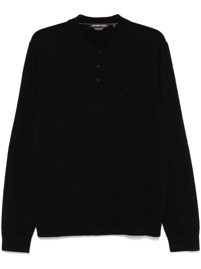 Michael Kors Long Sleeve Merino Wool Polo Shirt