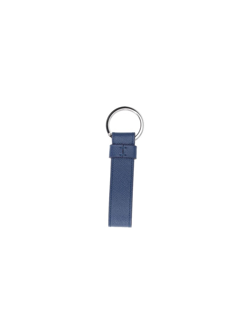 Tod's Textured Blue Calf Leather Keychain