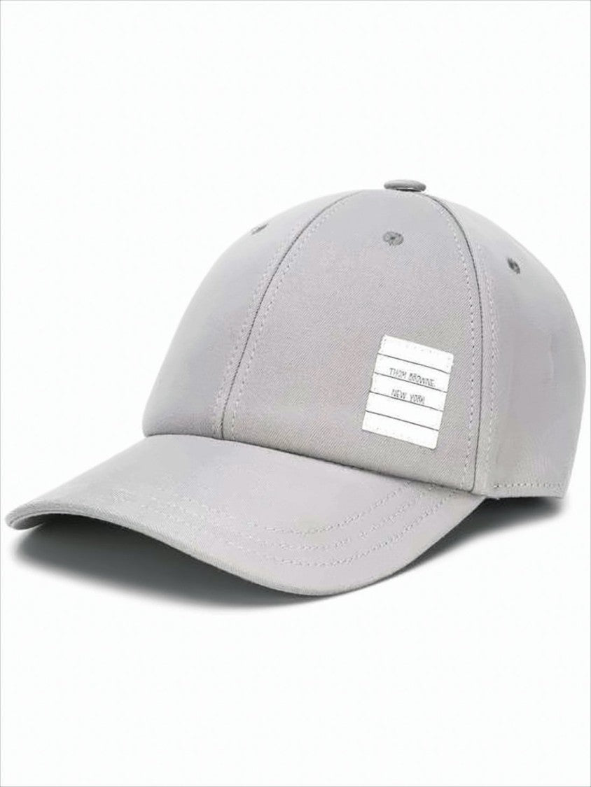 Thom Browne Classic Grey Cotton Baseball Cap With Adjustable Strap
