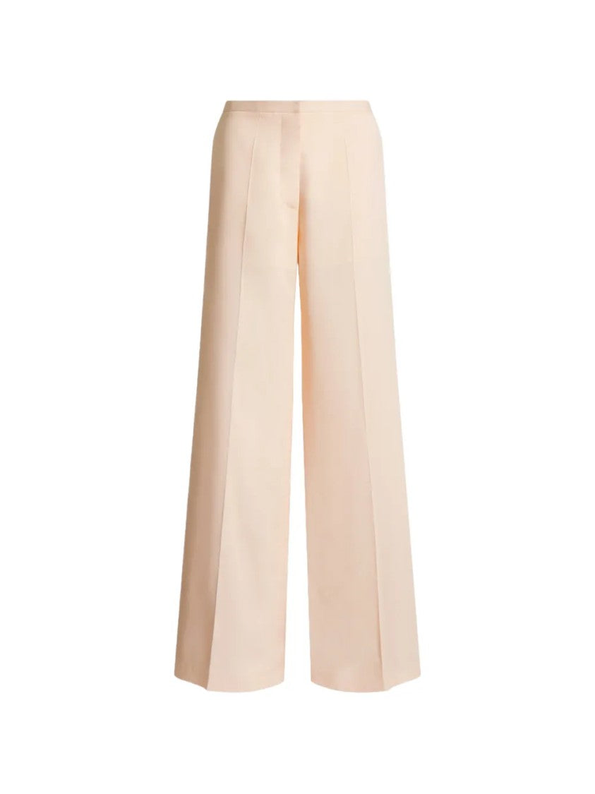 Alberta Ferretti High-Waisted Wide-Leg Pants With Subtle Sheen And Pleated Detailing
