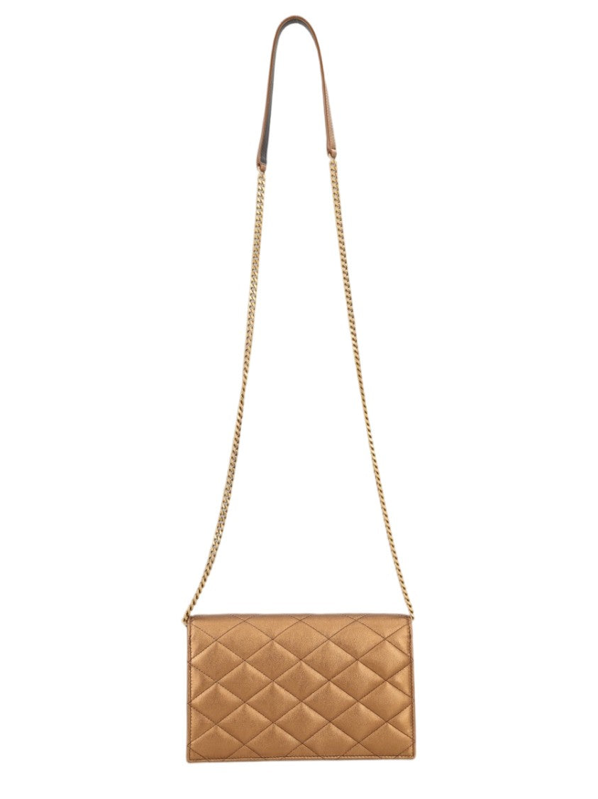 Saint Laurent Brown Quilted Calfskin Chain Shoulder Bag