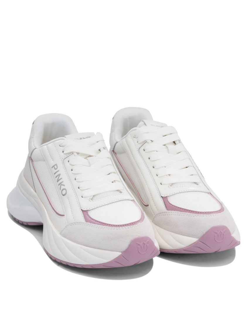 Pinko Contemporary White Sneakers With Leather