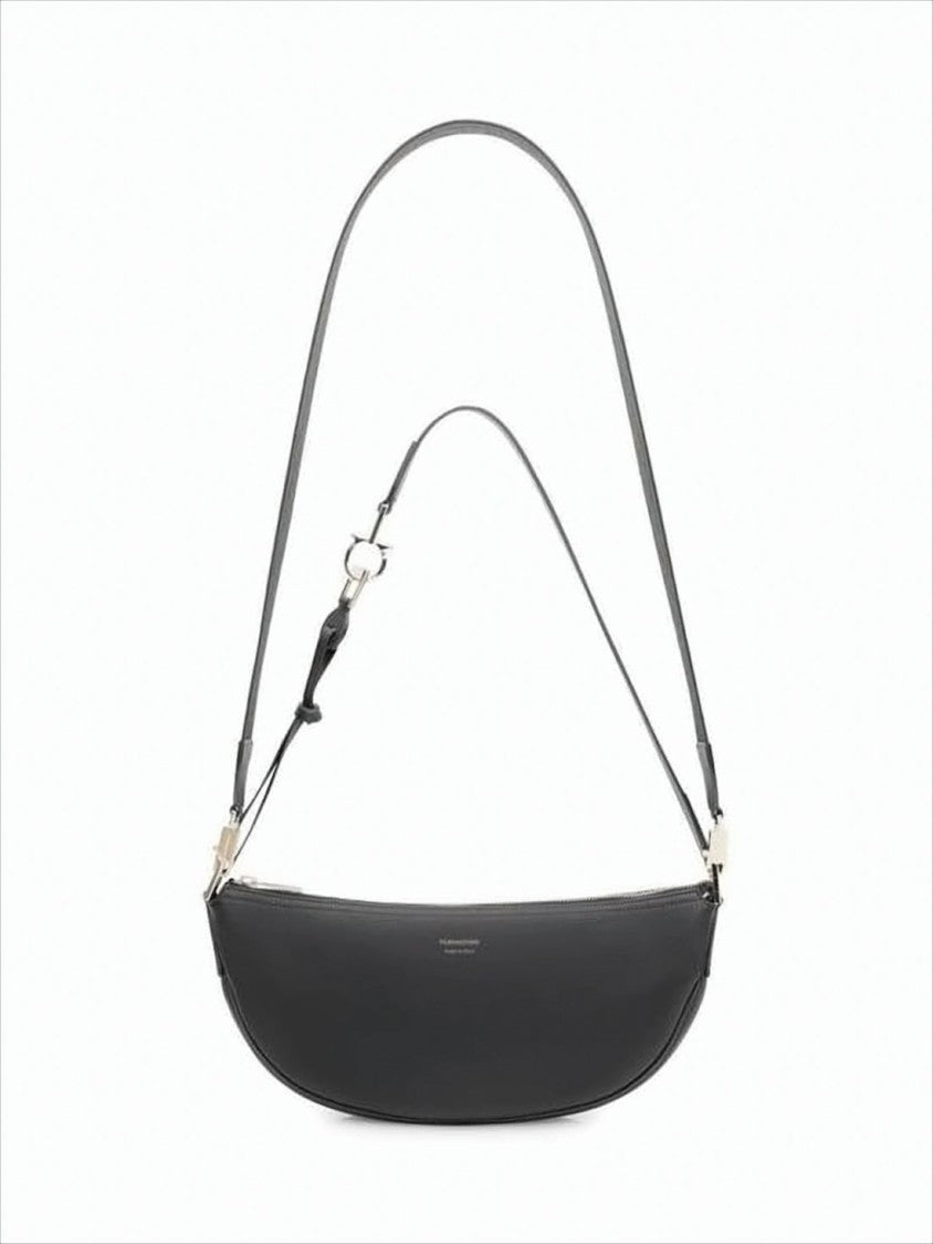 Salvatore Ferragamo Contemporary Crescent Shoulder Bag In Smooth Calf Leather