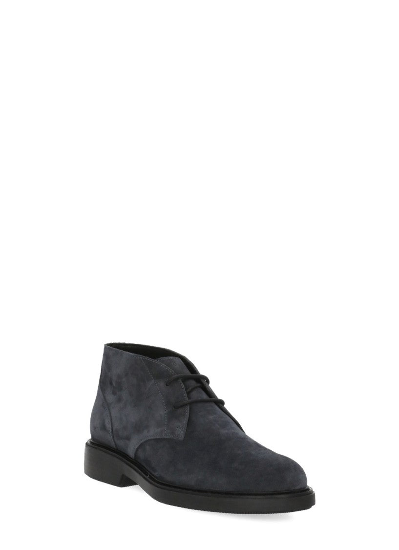 Hogan Blue Suede Lace-Up Boots