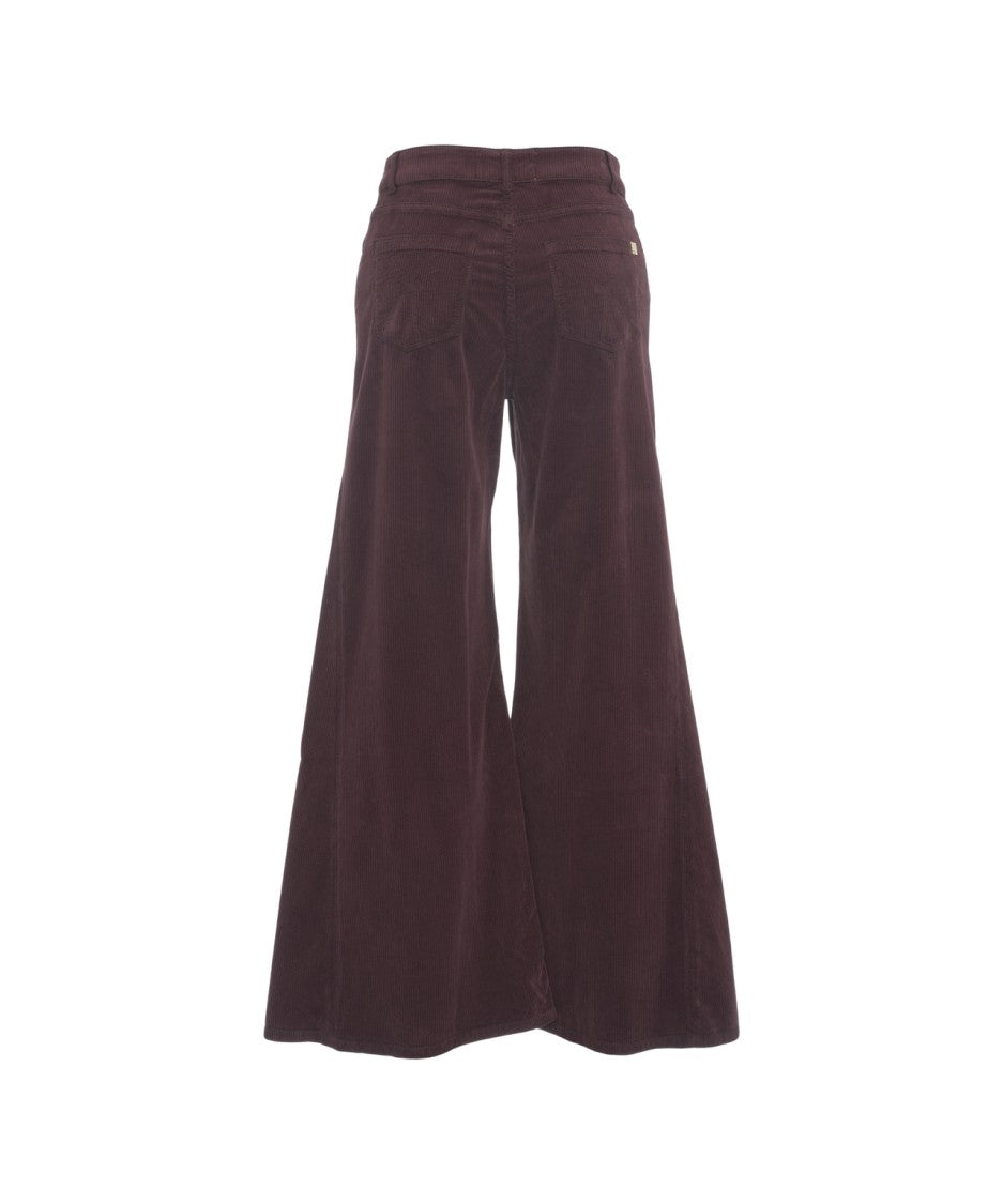 Kaos Burgundy Wide-Leg Trousers With High-Waist Design