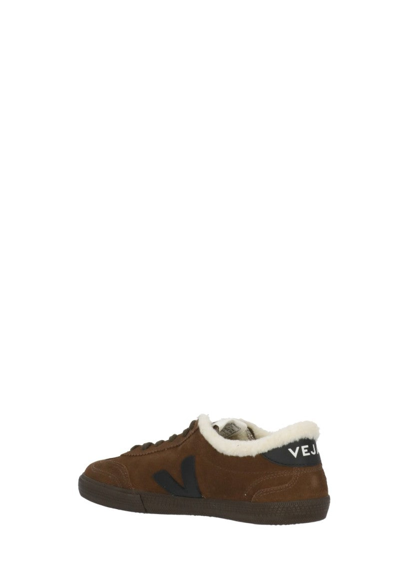Veja Volley Winter Brown Shearling Suede Low-Top Sneakers