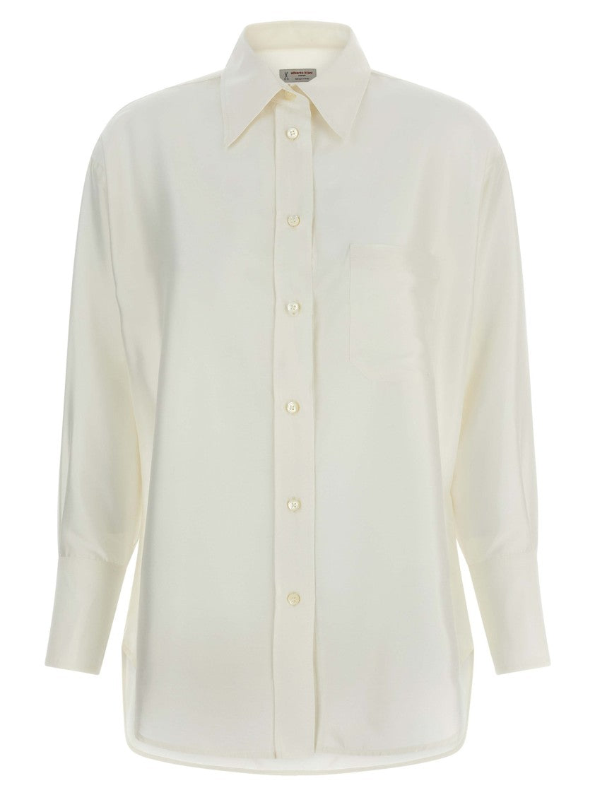 Alberto Biani Comfort Fit Silk Shirt With Asymmetrical Hem