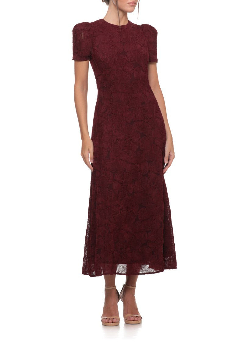 Rotate Burgundy Maxi Dress With All-Over Fabric Roses