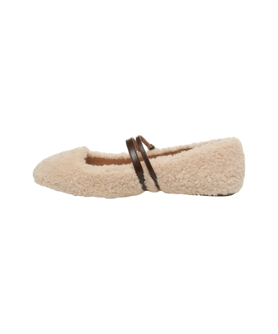 Liu Jo Beige Ballerinas With Faux Fur Upper