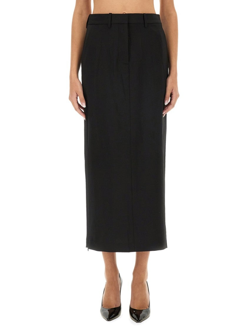 Helmut Lang Straight-Cut Midi Skirt With High Waist