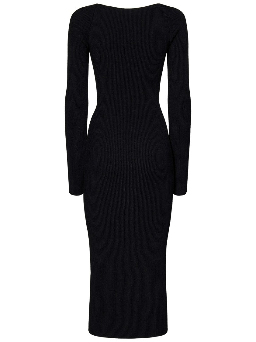 Khaite Black Sweetheart Neckline Midi Dress