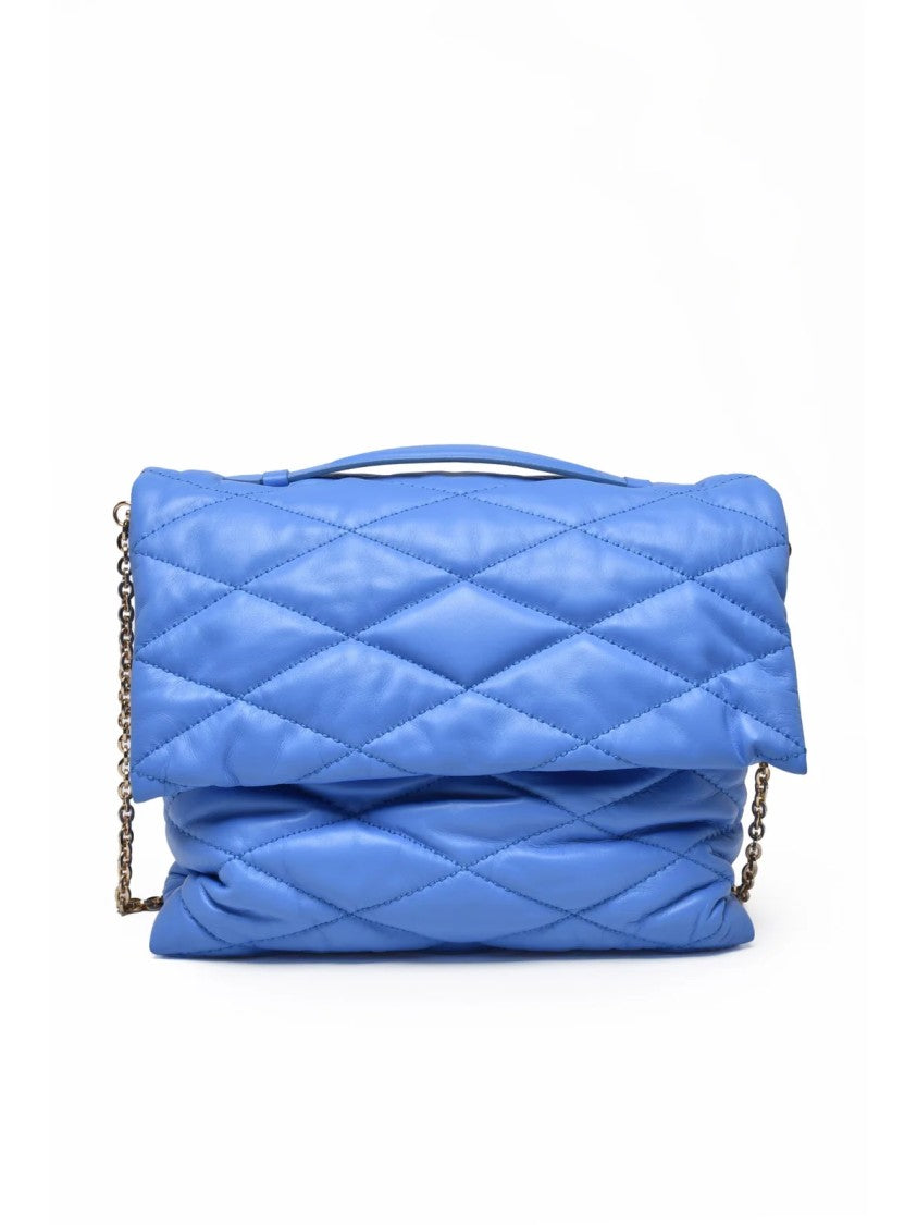 Gava Light Blue Leather Matelassé Shoulder Bag