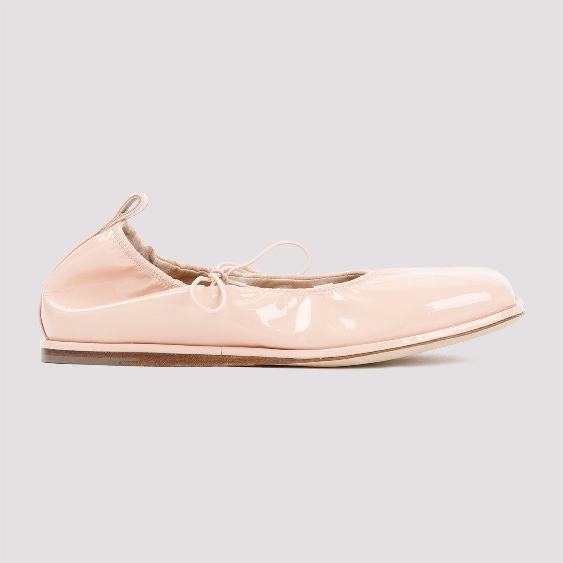 Simone Rocha Pink Powder Patent Calf Leather Heart Toe Lace-Up Ballerina