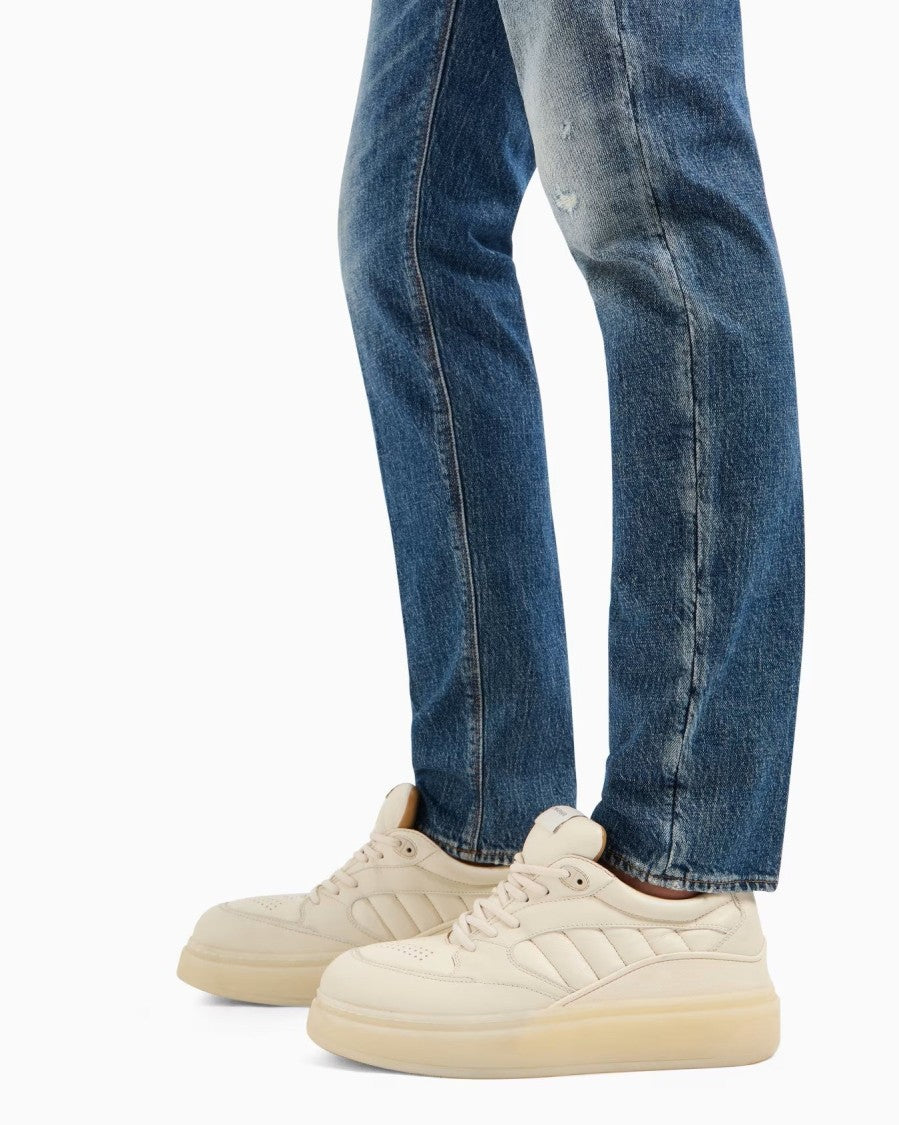 Emporio Armani Slim Fit Denim Jeans With Iconic Eagle Logo