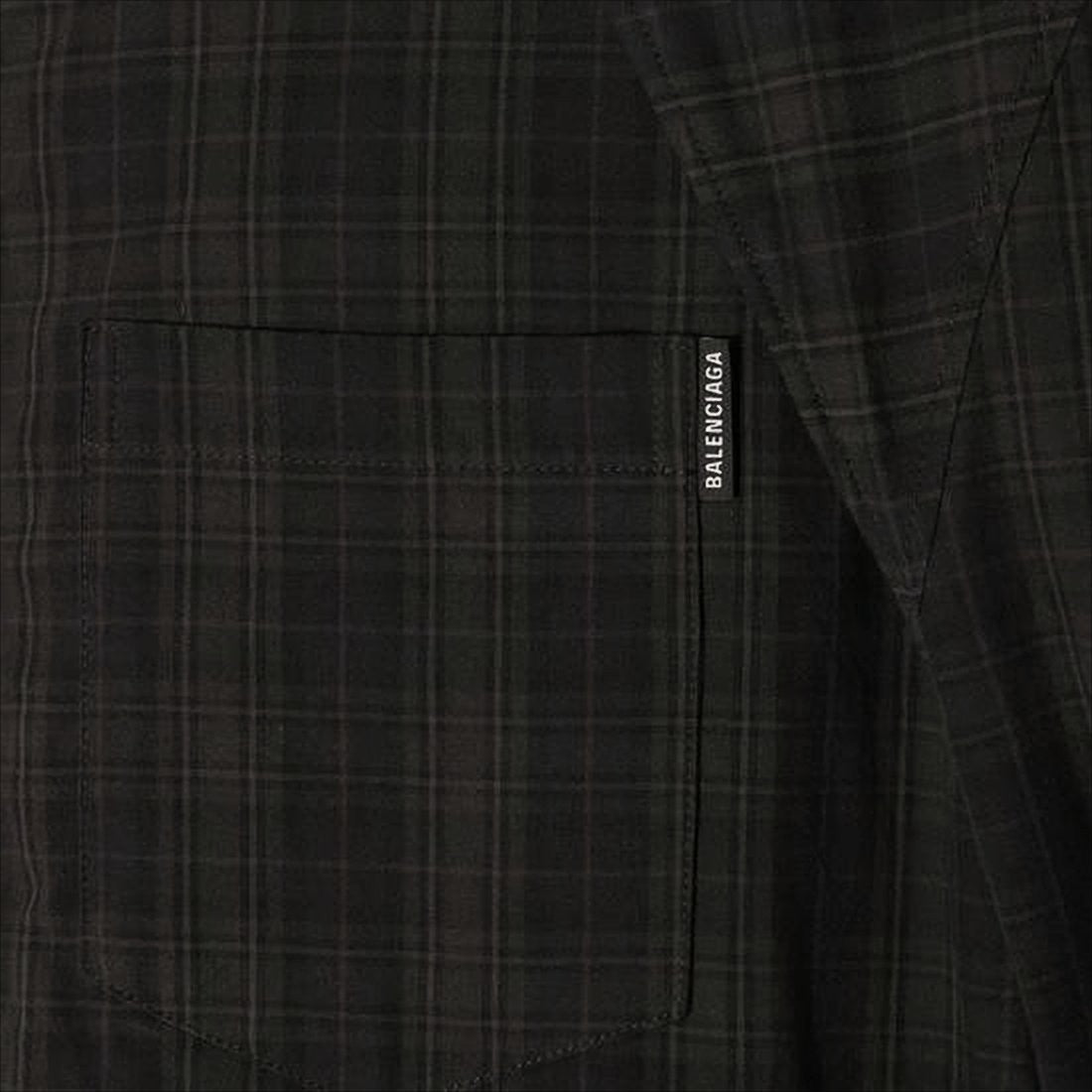 Balenciaga Dark Plaid Long-Sleeve Shirt