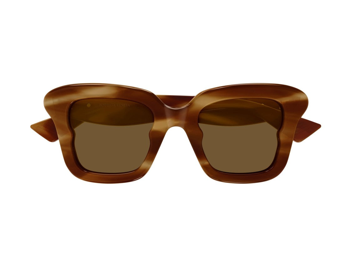 Bottega Veneta Bv1493s Gold Accent Oversized Tortoiseshell Square Sunglasses