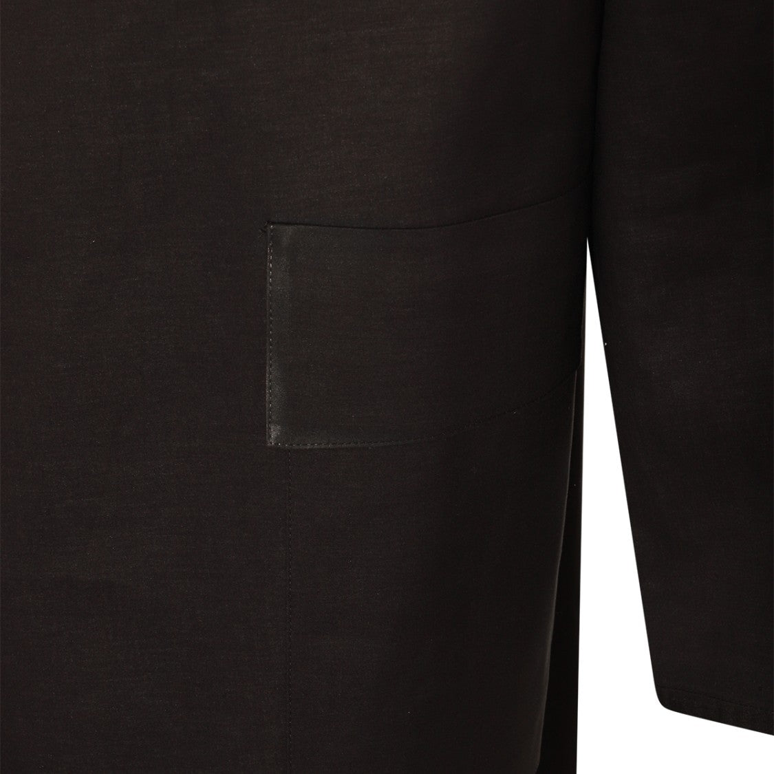 Maison Margiela Long Black Cotton Coat With Classic Shirt Collar And Minimalist Design