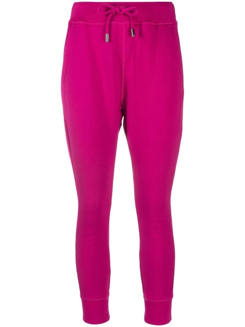 Dsquared2 Pink Tapered Drawstring Waist Cotton Trousers