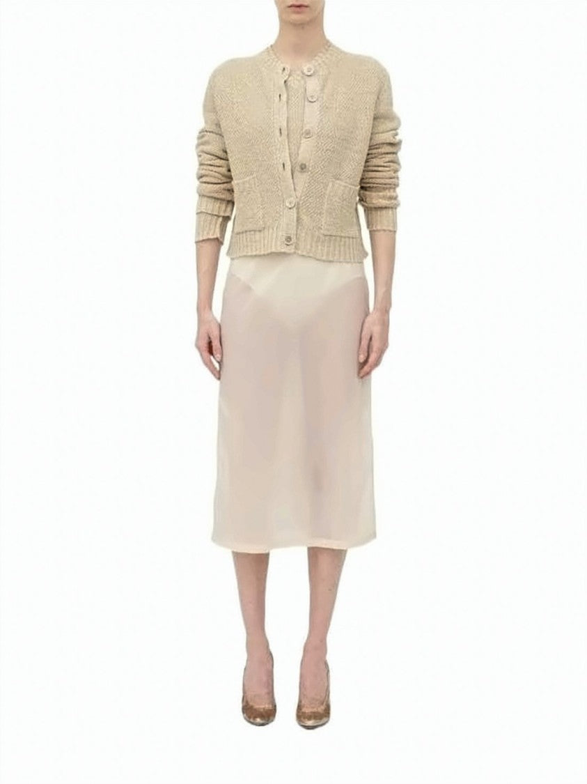 Maison Margiela Cropped Textured Knit Cardigan With Button-Down Front
