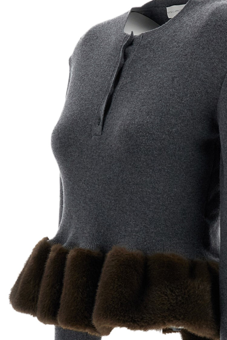 Stella Mccartney Gray Wool-Blend Peplum Cardigan