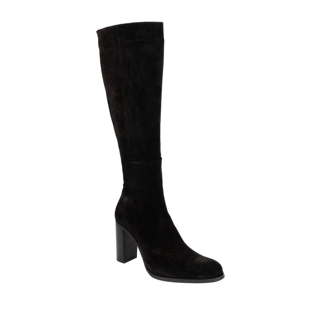 Sergio Moretti Black Streamlined High Block Heel Suede Dress Boots