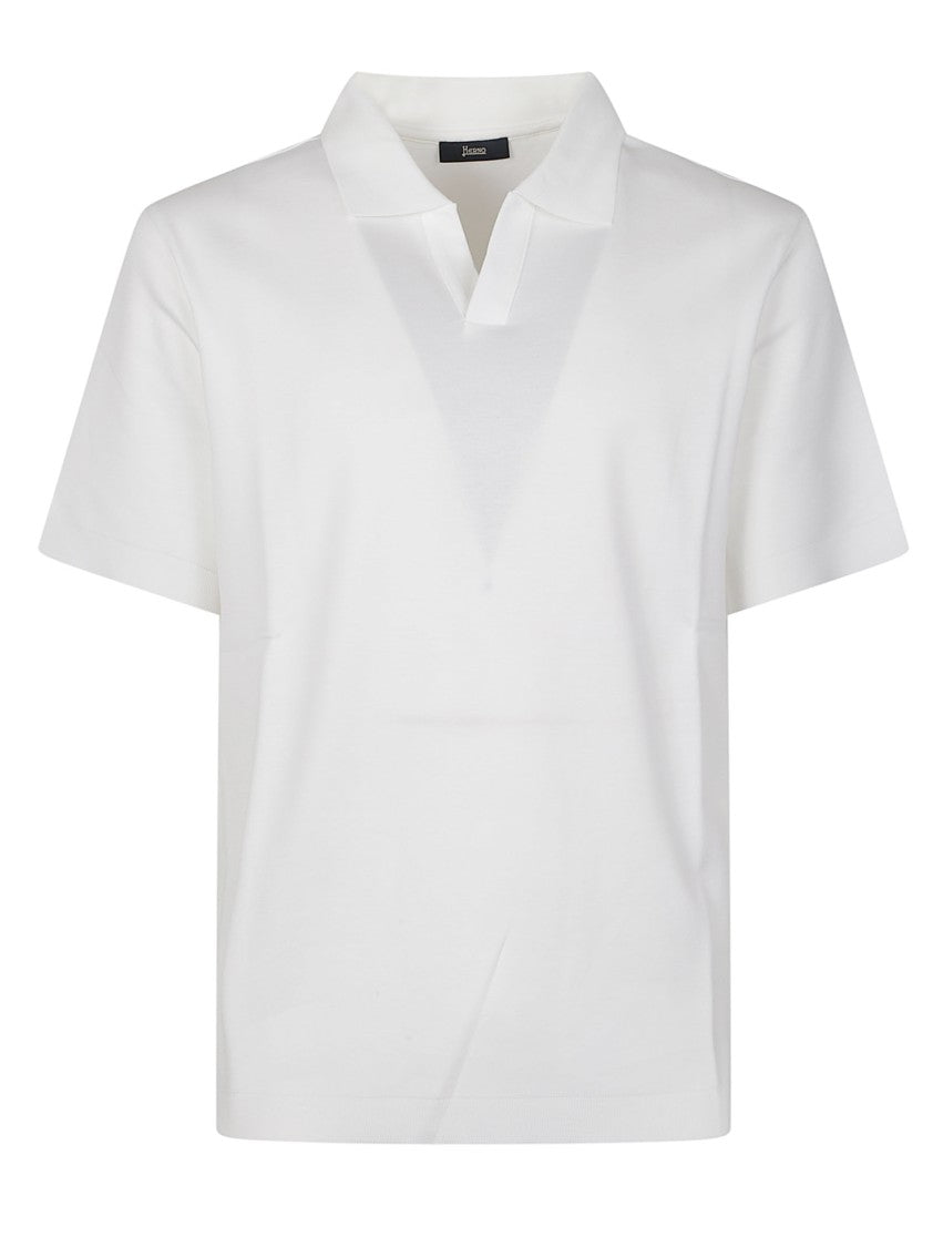 Herno White Cotton Minimalist Polo Shirt
