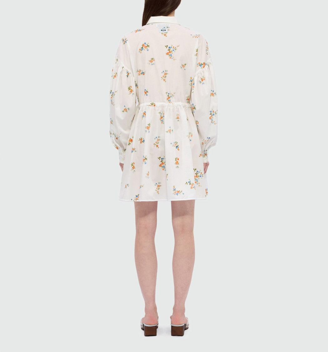 Msgm Floral Print Gathered Mini Dress