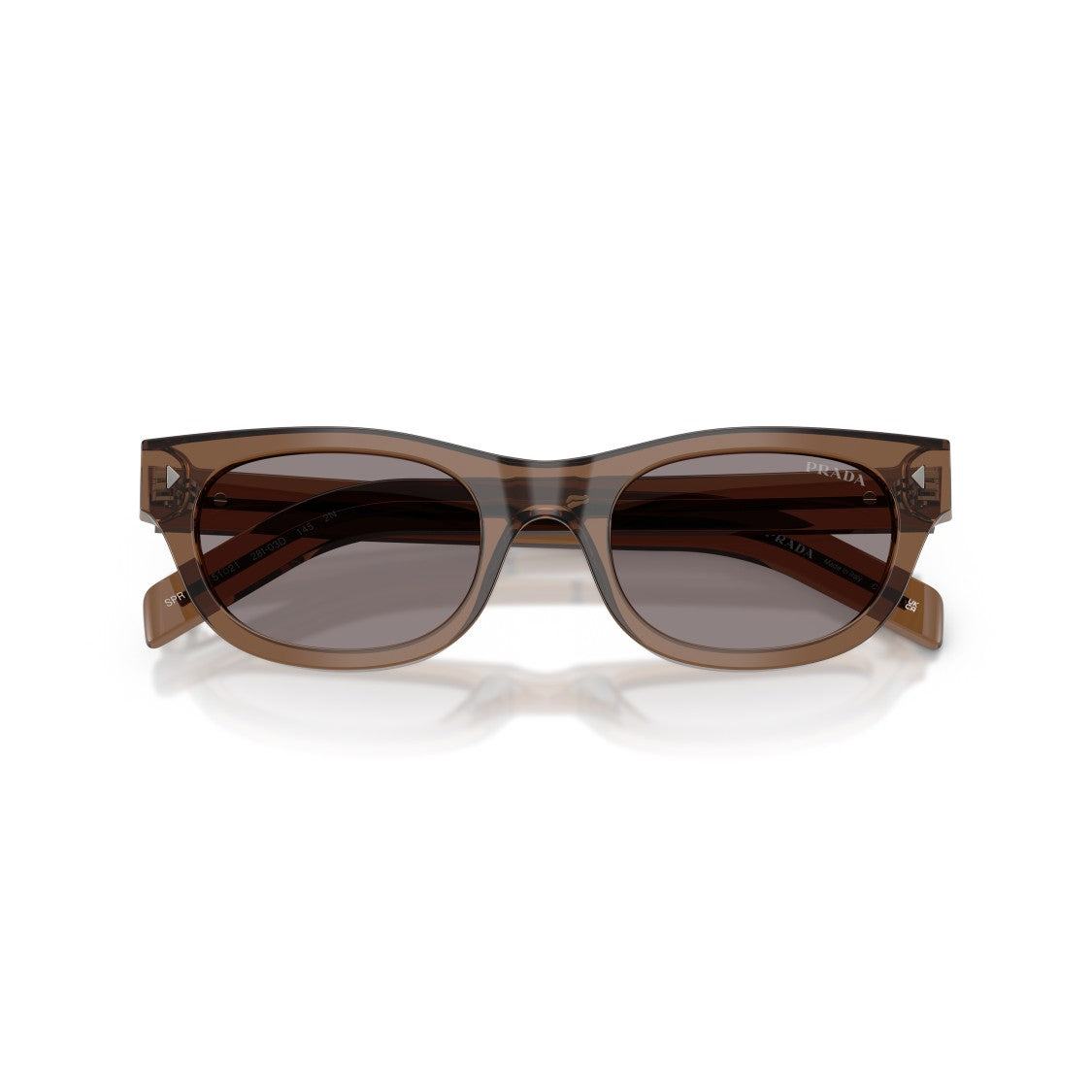 Prada 0Pr C09s Translucent Brown Acetate Rectangular Sunglasses