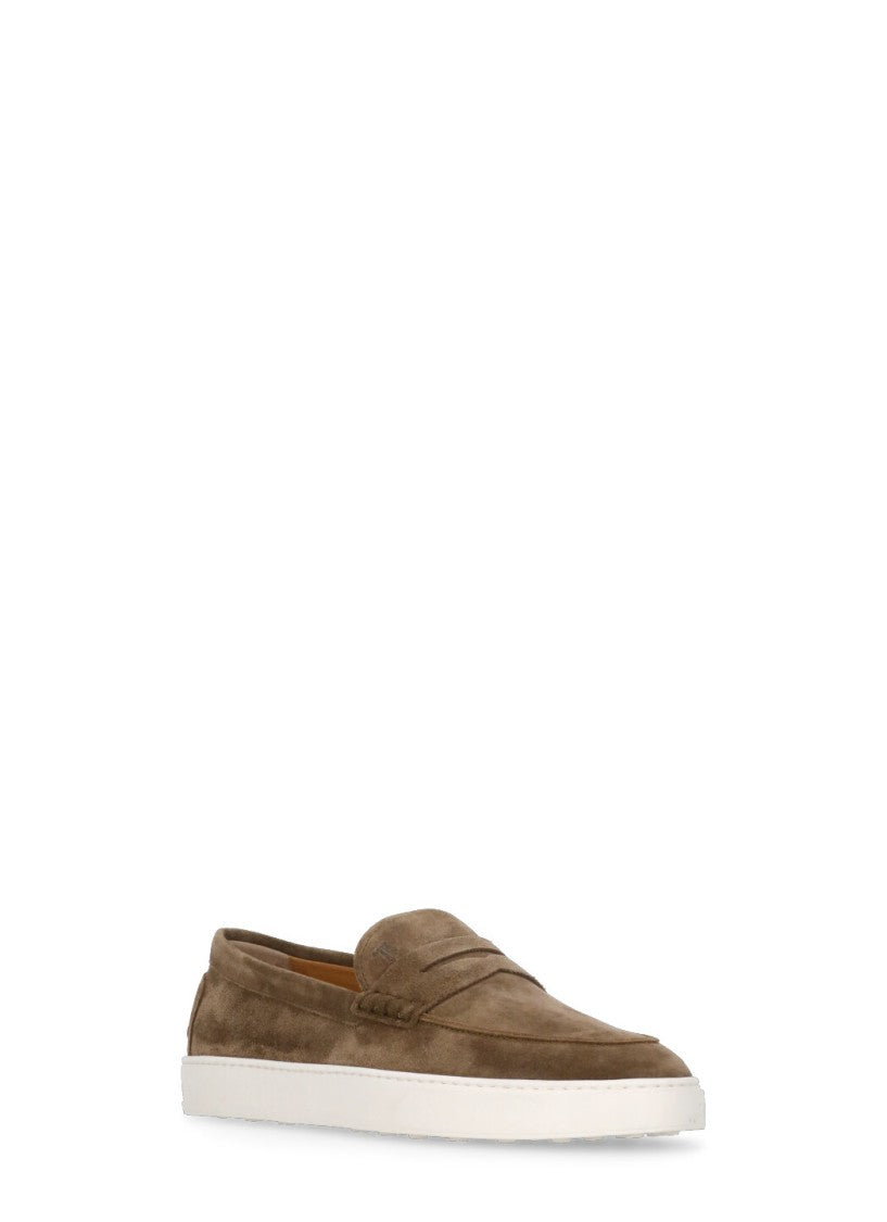 Tod's Brown Imprinted Logo Loafers