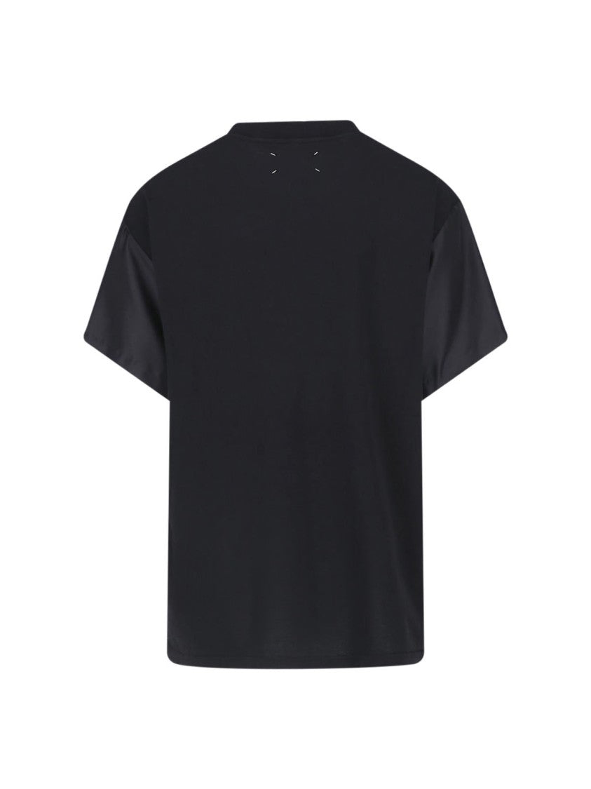 Maison Margiela Black V-Neck Floral Print T-Shirt