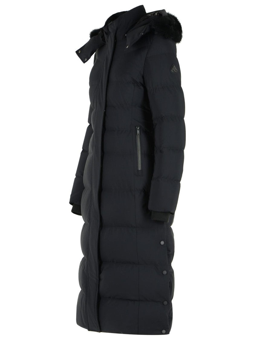 Moose Knuckles Quilted Long Parka With Removable Fur Insert
