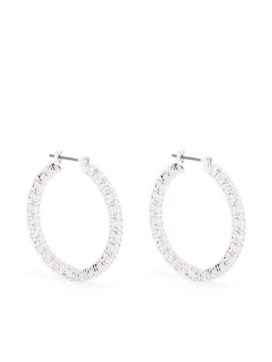 Swarovski Round-Cut Crystal Hoop Earrings In Polished Metal Frame