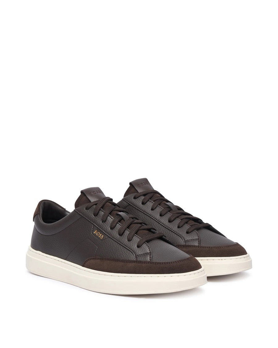 Boss Smooth Leather Lace-Up Sneakers