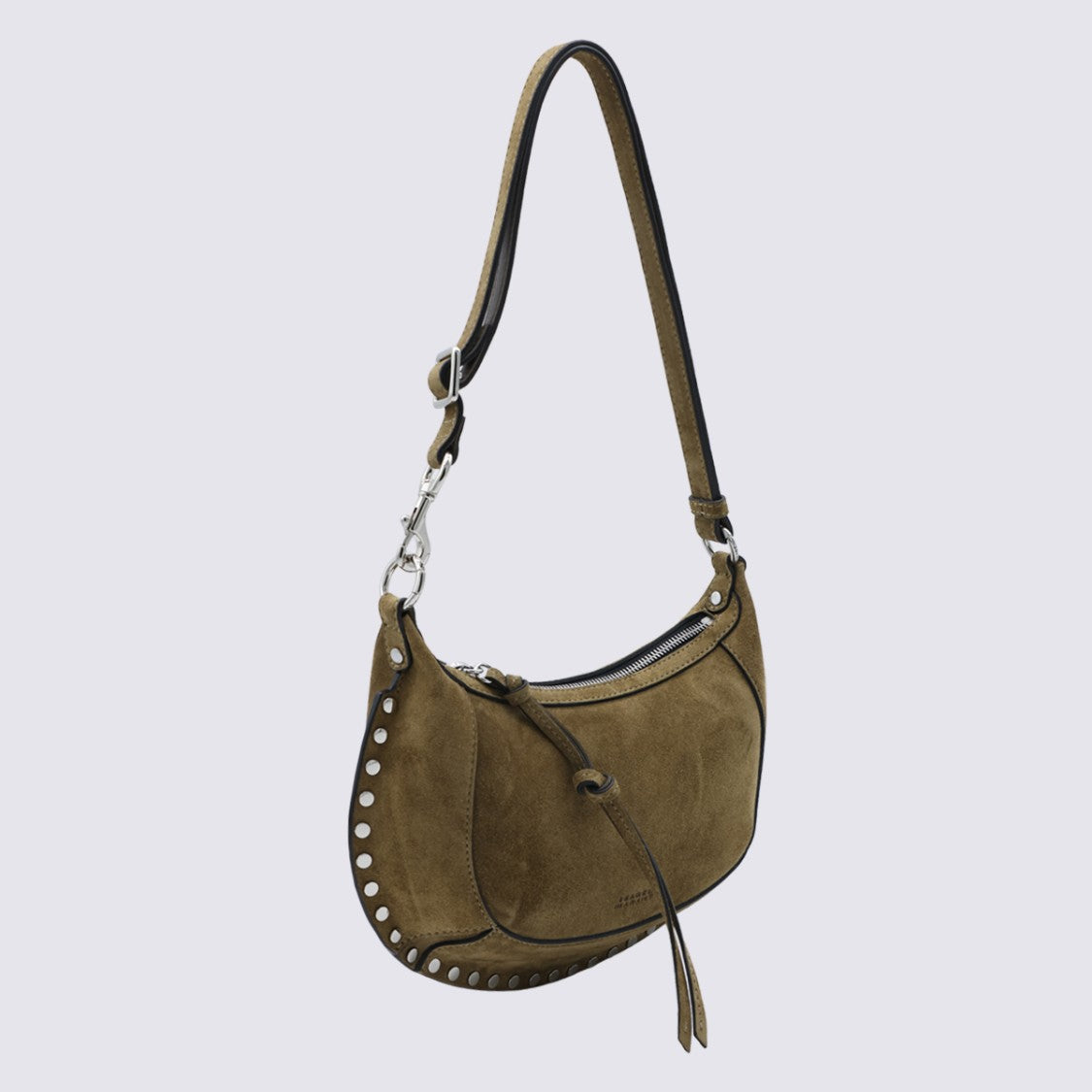 Isabel Marant Crescent-Shaped Suede Shoulder Bag With Studded Edges
