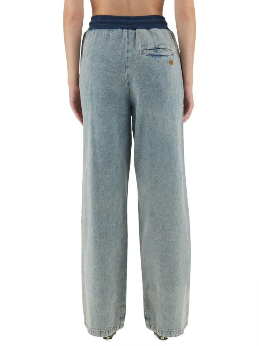 Moschino Wide-Leg Denim Jeans With Drawstring Waistband