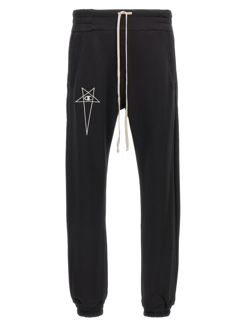 Rick Owens Contrast Logo Embroidered Joggers
