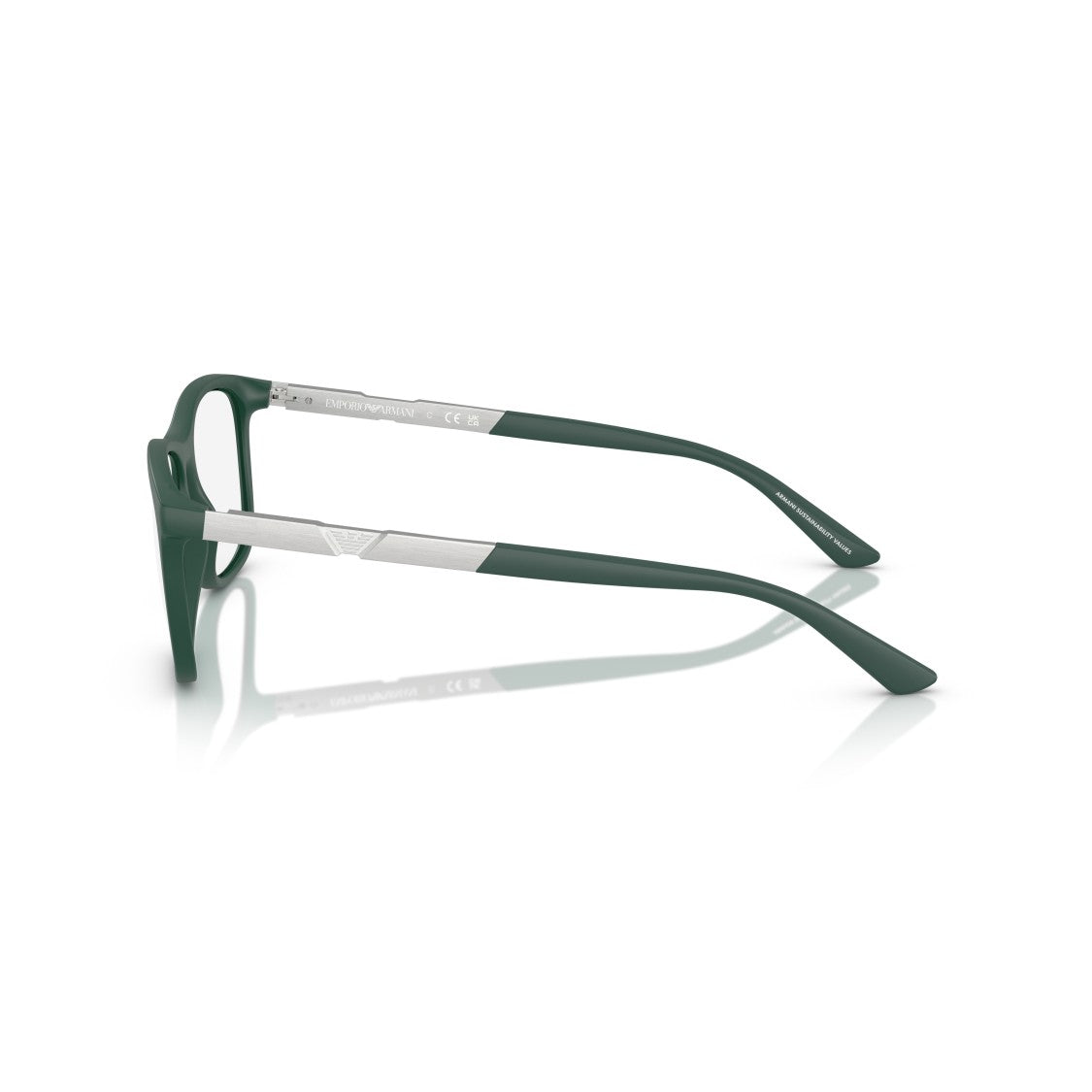 Emporio Armani 0Ea3247 Oversized Square Frame Eyeglasses In Deep Green Matte Finish