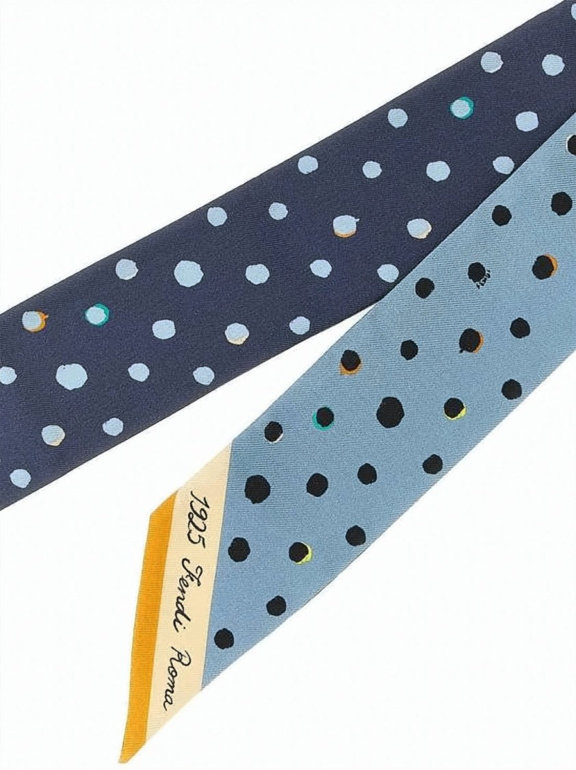 Fendi Dual-Sided Polka Dot Silk Scarf