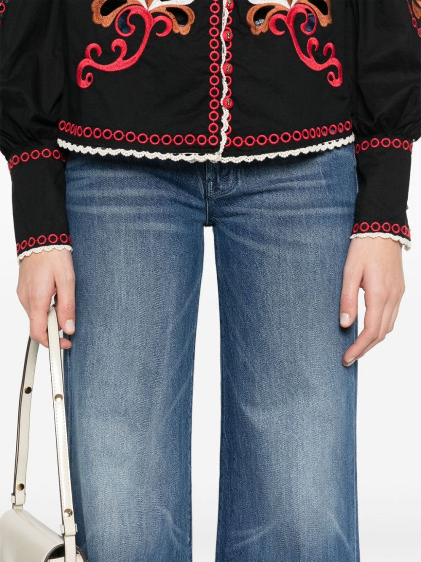 Mother Wide-Leg Indigo Blue Jeans