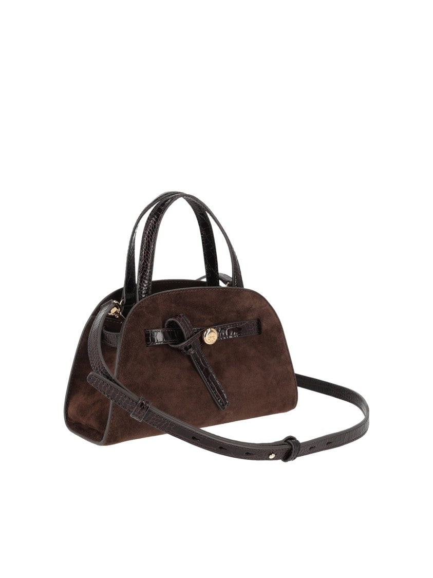 Tory Burch Romy Brown Suede Small Bauletto Bag