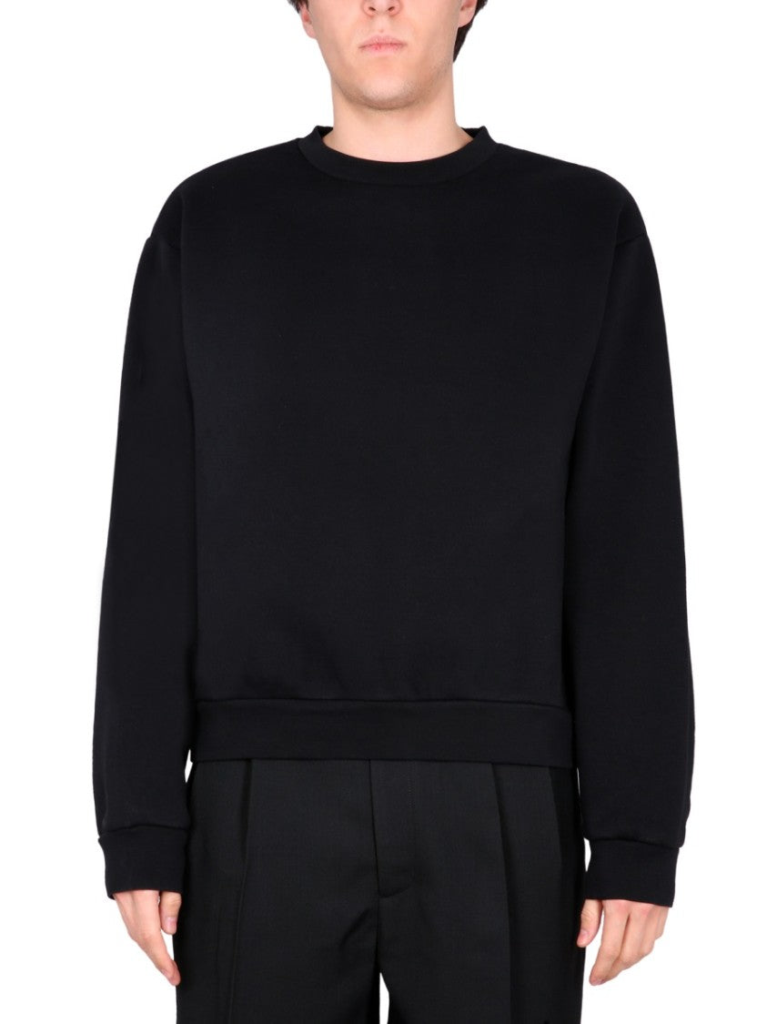 Acne Studios Regular Fit Black Cotton Sweatshirt With Minimalist Design