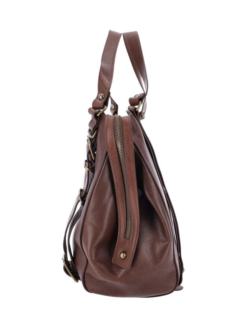 Diesel Oversized Brown Leather D-One Handbag By Diesel