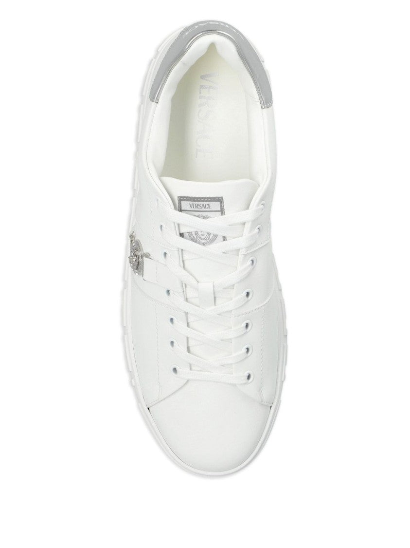Versace Low-Top Sneakers In Silk And Nylon With Metallic Accents