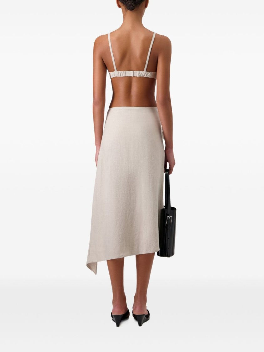Coperni Beige Linen Top With V-Neckline