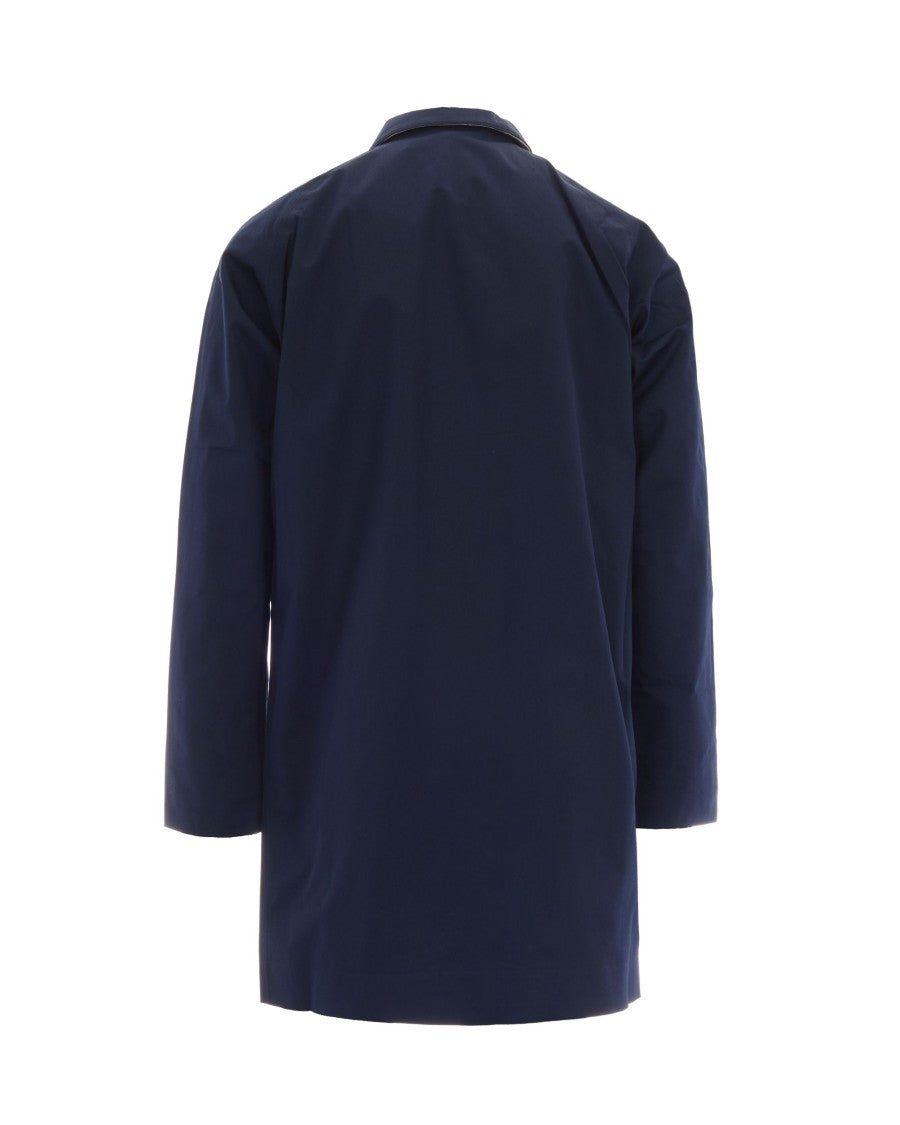 Barbour Mid-Length Navy Highland Lake Jacket With Tartan Lining