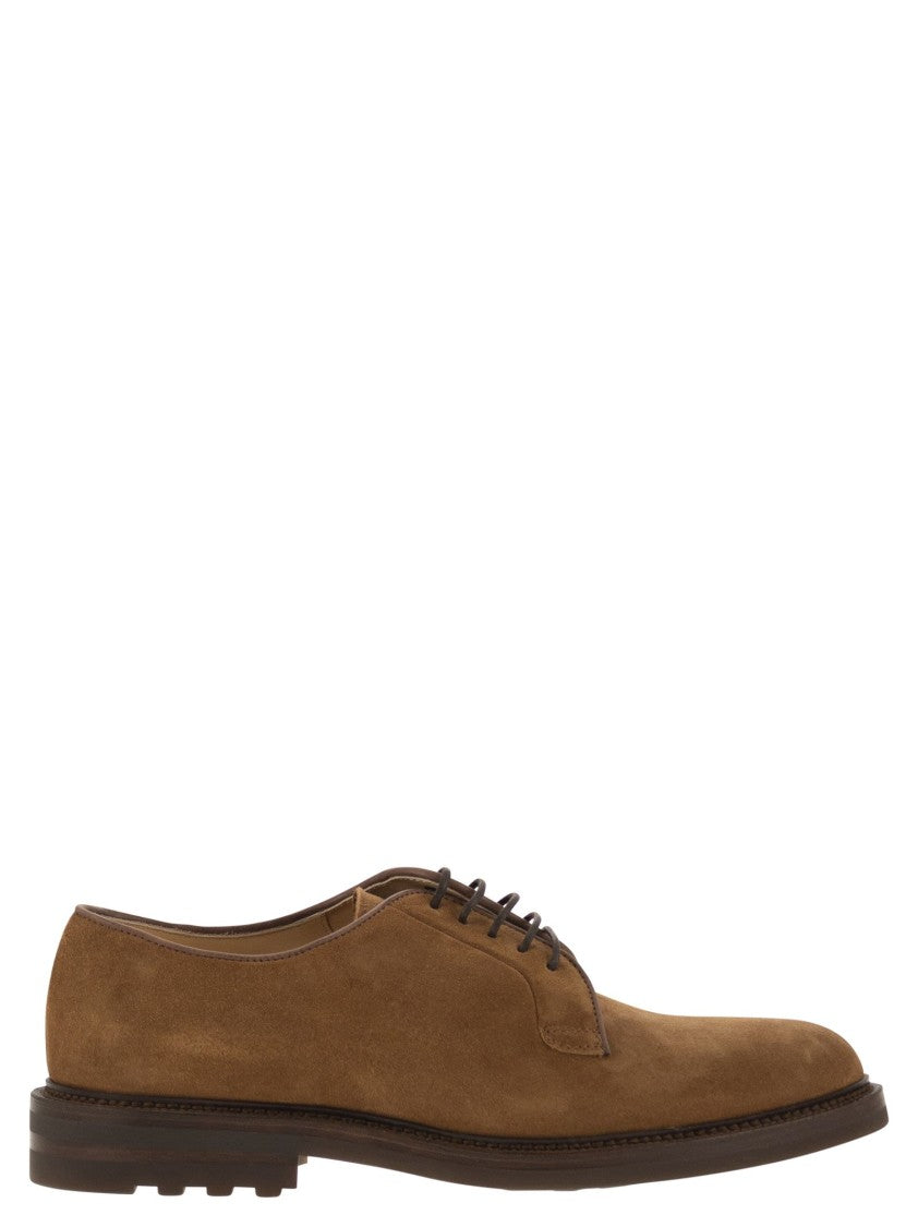 Brunello Cucinelli Brown Suede Derby Shoes