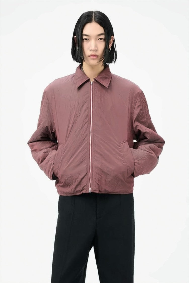 Our Legacy Cropped Burgundy Padded Jacket With Minimalist Aesthetics