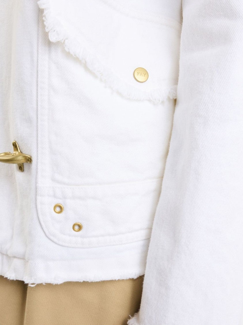 Fay White Jacket With Frayed Edges