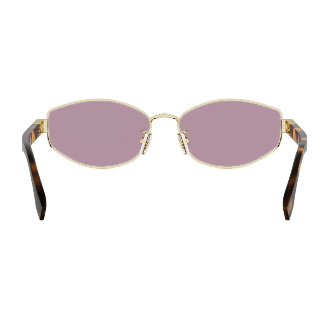 Fendi Gold Tube Fe40216u Geometric Frame Metal Sunglasses